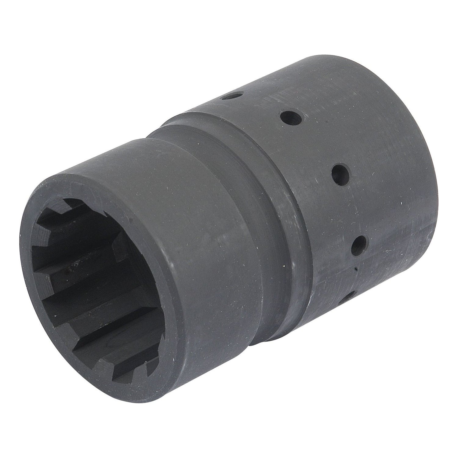 Designed for mechanical connections, this **Transmission Coupling** (Sparex Part No. S.75193) from Sparex features a cylindrical metal body with multiple holes and a toothed inner surface, making it ideal for use in agricultural machinery such as Massey Ferguson tractors or other equipment.