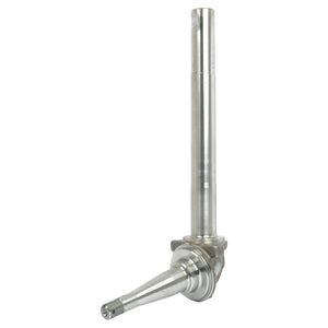 A Sparex Spindle RH - S.16627 featuring a cylindrical shaft extending vertically with a tapered end projecting horizontally, resembling a Ford/New Holland wheel hub thread.