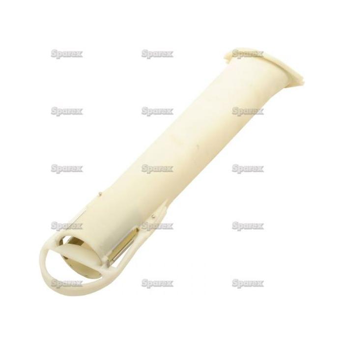 The Sparex Spout, fitting as 17895466 - S.59700, is a white plastic fuel filter element with a cylindrical shape and attachments at both ends, featuring product improvements for better spreading capabilities.