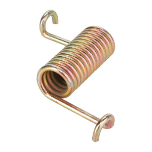 A metal tension spring, model 1423808M2, featuring hooks on both ends and a coiled cylindrical body with a slight yellowish hue, designed for Massey Ferguson tractor models by AGCO.