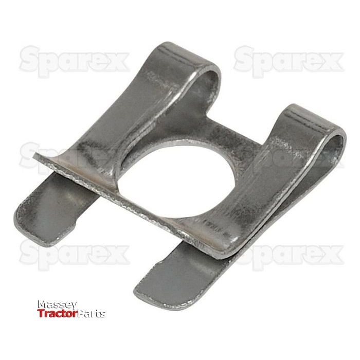 The Spring Clip (SL6), Sparex Part No. S.52329, featuring a central hole and twin hook-like extensions on either side, is displayed against a white background along with the Sparex and Massey Tractor Parts logos.