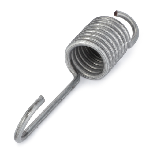 Close-up image of an AGCO Massey Ferguson - Spring Return - 3781689M1 metallic extension spring with hooked ends.