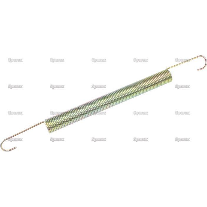 A cylindrical metallic coil spring with hooked ends, designed for various mechanical purposes and suitable for Case IH machinery, displayed against a white background. It is the Sparex Spring, part number S.108512.