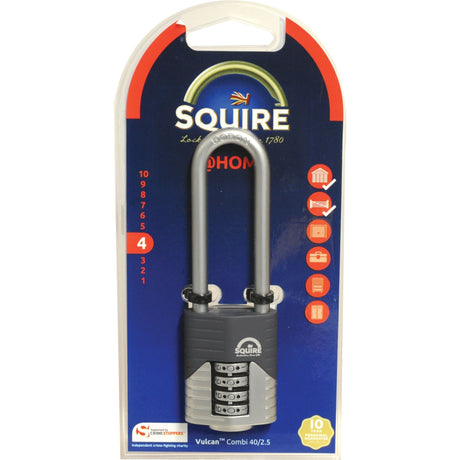 Squire 40/2.5 COMBI Vulcan Combination Padlock, Body width: 40mm (Security rating: 4)
 - S.129906 - Farming Parts