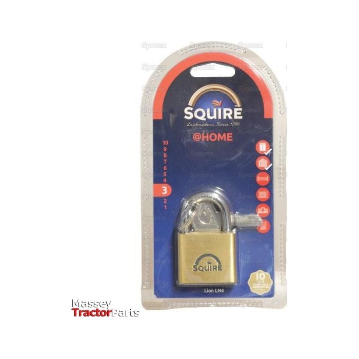 Squire Solid Brass Lion Range Padlock - Brass, Body width: 39.5mm (Security rating: 3)
 - S.26759 - Farming Parts