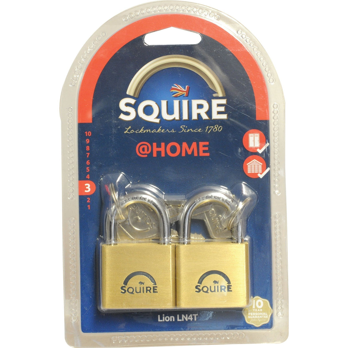 Squire Solid Brass Lion Range Padlock - Brass, Body width: 39.5mm (Security rating: 3)
 - S.26760 - Farming Parts
