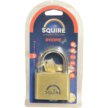 Squire Solid Brass Lion Range Padlock - Brass, Body width: 60mm (Security rating: 5)
 - S.26764 - Farming Parts