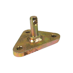 The Stabiliser Bracket (Sparex Part No. S.13461) from Sparex features a durable triangular metal design with three mounting holes and a central cylindrical pin with a top hole, ensuring both durability and reliability. This bracket is perfect for David Brown tractors and is available from Sparex.
