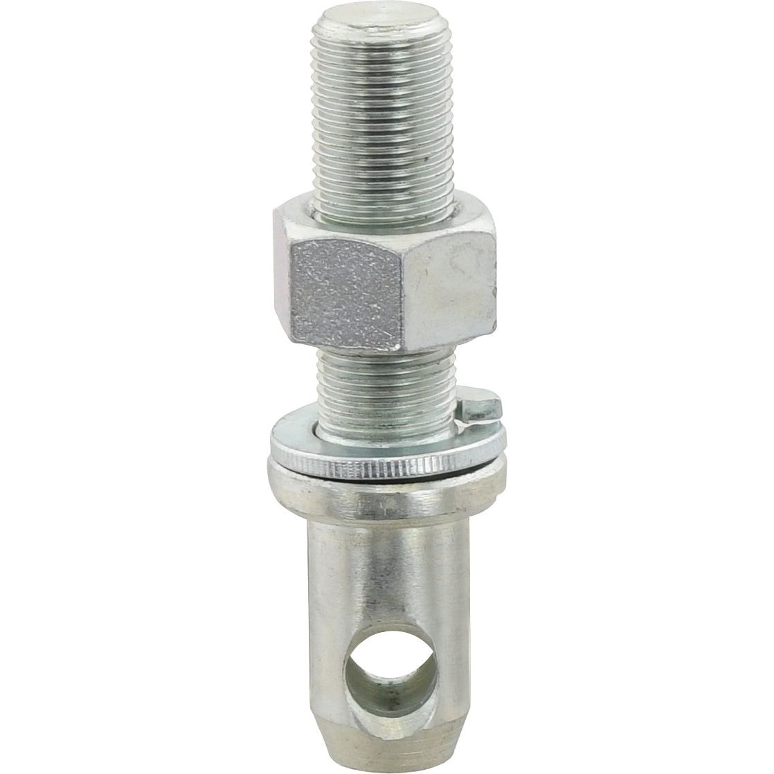The Sparex Stabiliser Pin 22x103mm (Sparex Part No. S.3367) features a threaded 3/4'' UNF shaft, hexagonal nut, and washer, designed for Massey Ferguson tractors.