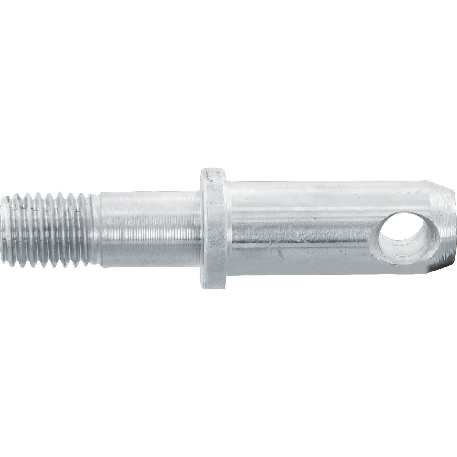 The Stabiliser Pin 22x107mm by Sparex, identified as Part No. S.15271, is a metal threaded pin featuring an M18x2.5 thread size and an overall length of 107mm. This pin includes a hole near one end, a narrow grooved section, and a wider smooth middle portion with a working length of 42mm.