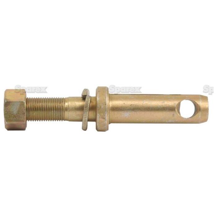 The Sparex Stabiliser Pin, part number S.15600, measures 18x128mm and features a thread size of 5/8'' UNF x 40mm. It includes a hole at one end along with a hexagonal nut and washer.