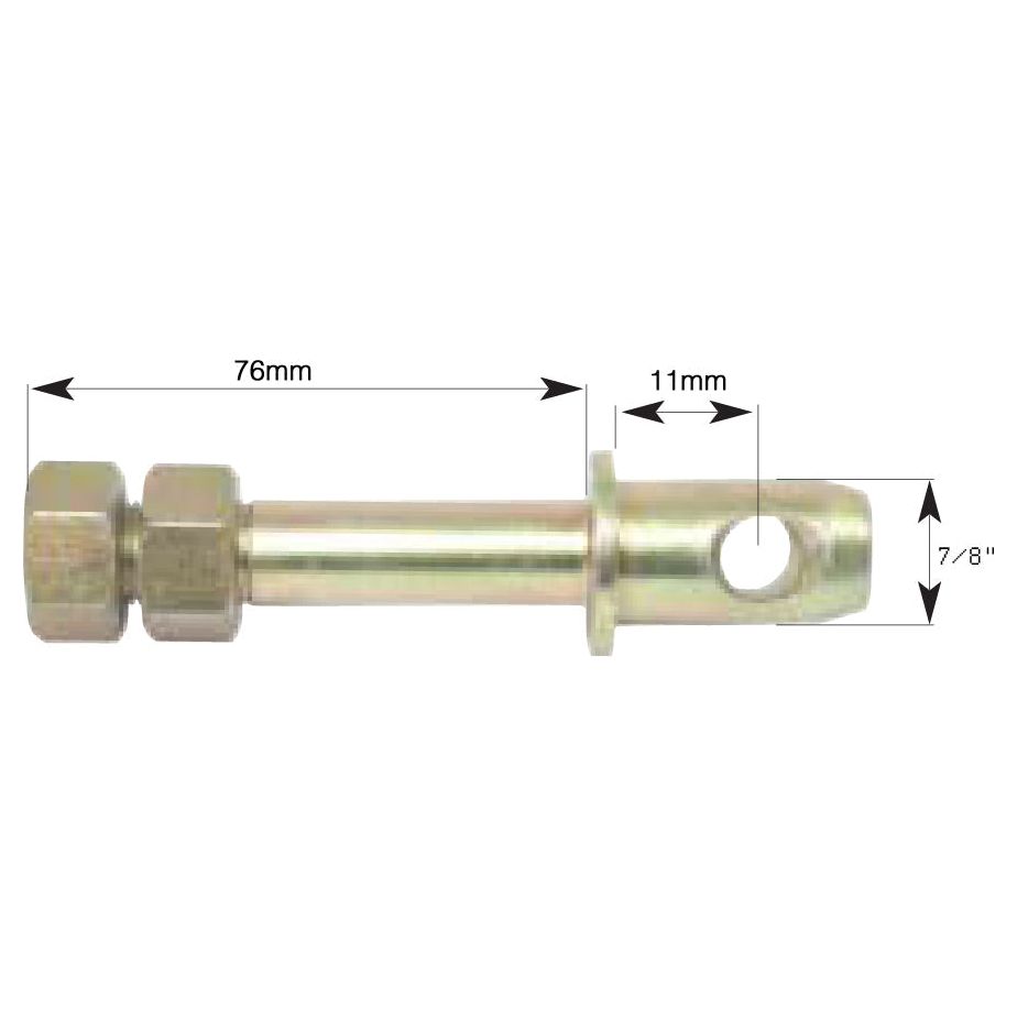 Stabiliser Pin 22x118mm by Sparex (Part No. S.167) with a thread size of 5/8'' x 25.4mm, features an overall length of 118mm, a 76mm section, an 11mm hole diameter, and finishes with a width of 7/8-inch at one end.