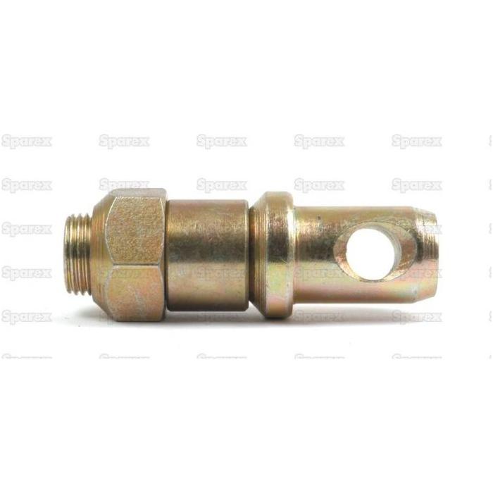 The Sparex Stabiliser Pin 22x83mm (Part No. S.1719) is a metal hydraulic fitting compatible with Massey Ferguson, featuring a 3/4'' UNF threaded end and a drilled hole through the opposite end, with a pin diameter of 22mm.