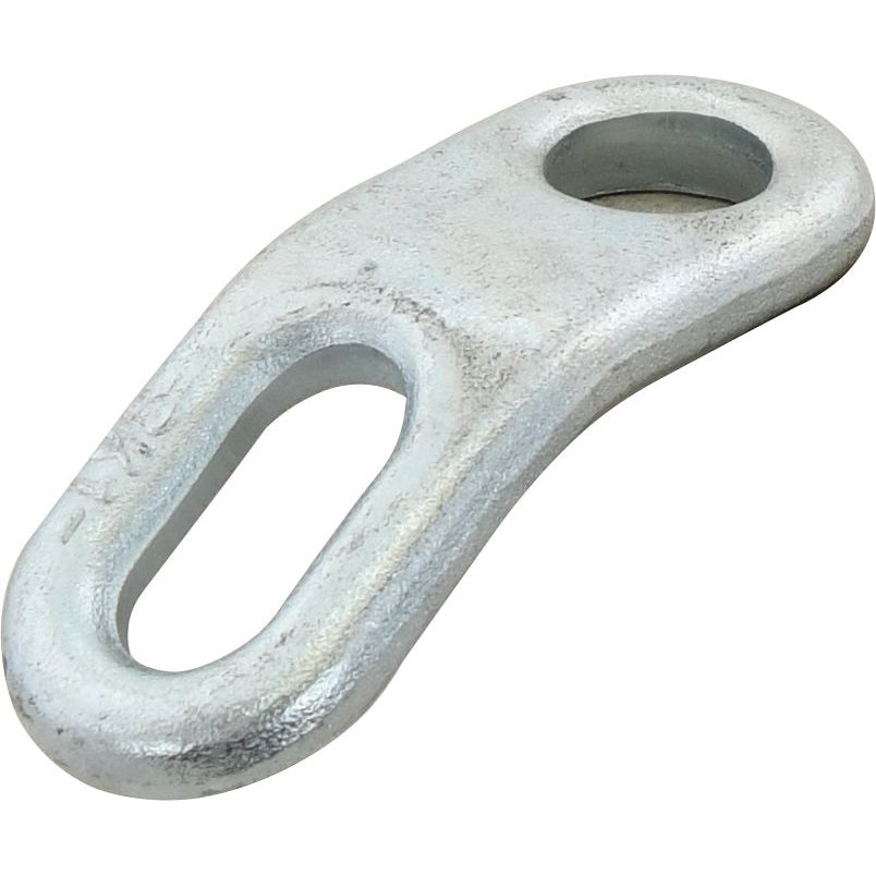 The Sparex Stabiliser Plate (Sparex Part No. S.2635) features an oval-shaped hole measuring 18x38mm on one end and a circular hole with a diameter of 23mm on the other, designed for precision.