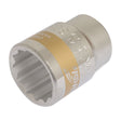 The Sparex Standard Socket 3/4'' Drive (Part No. S.26848) features a silver and gold-tone finish, a 30mm size with a ribbed interior, engraved text on the side, and a 12-point design, all displayed against a white background.