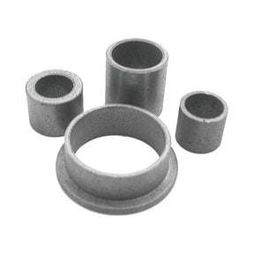 A Starter Bush Kit (Sparex Part No. S.66338) comprising four cylindrical metal bushings of varying sizes is arranged on a white background, ideal for Ford / New Holland machinery.