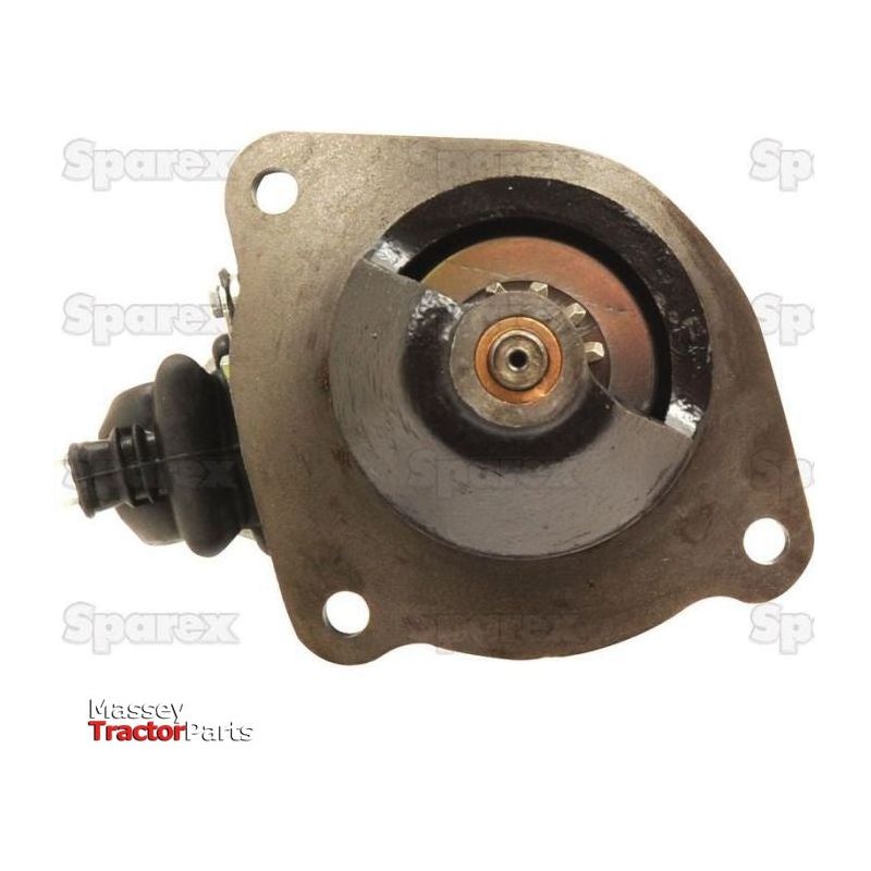 Close-up of a Massey Ferguson tractor part featuring the Sparex logo in the background. Four mounting holes are visible around the edge, adjacent to a Starter Motor - 12V, 2.2Kw (Sparex Part No. S.68989).