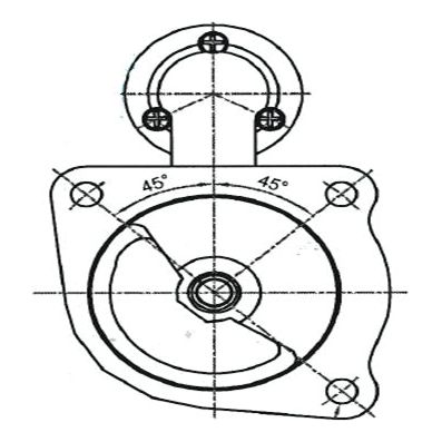 Technical drawing of a Sparex mechanical part featuring precise angle measurements and cross-sectional lines, specifically designed for the 12V, 3.1Kw Starter Motor (Sparex Part No.S.150749).