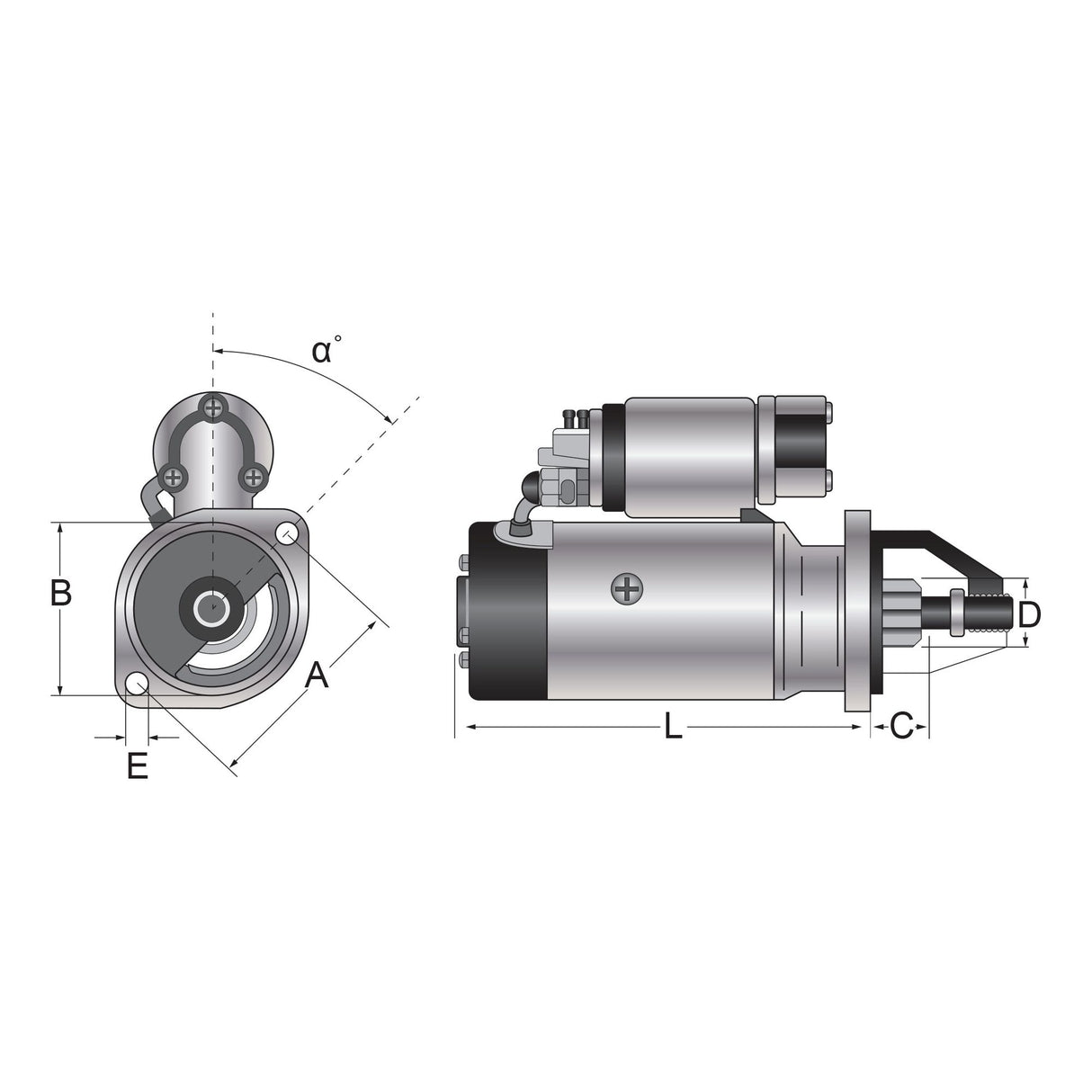 Starter Motor  - 12V, 3.2Kw, Gear Reducted (Mahle)
 - S.127872 - Farming Parts