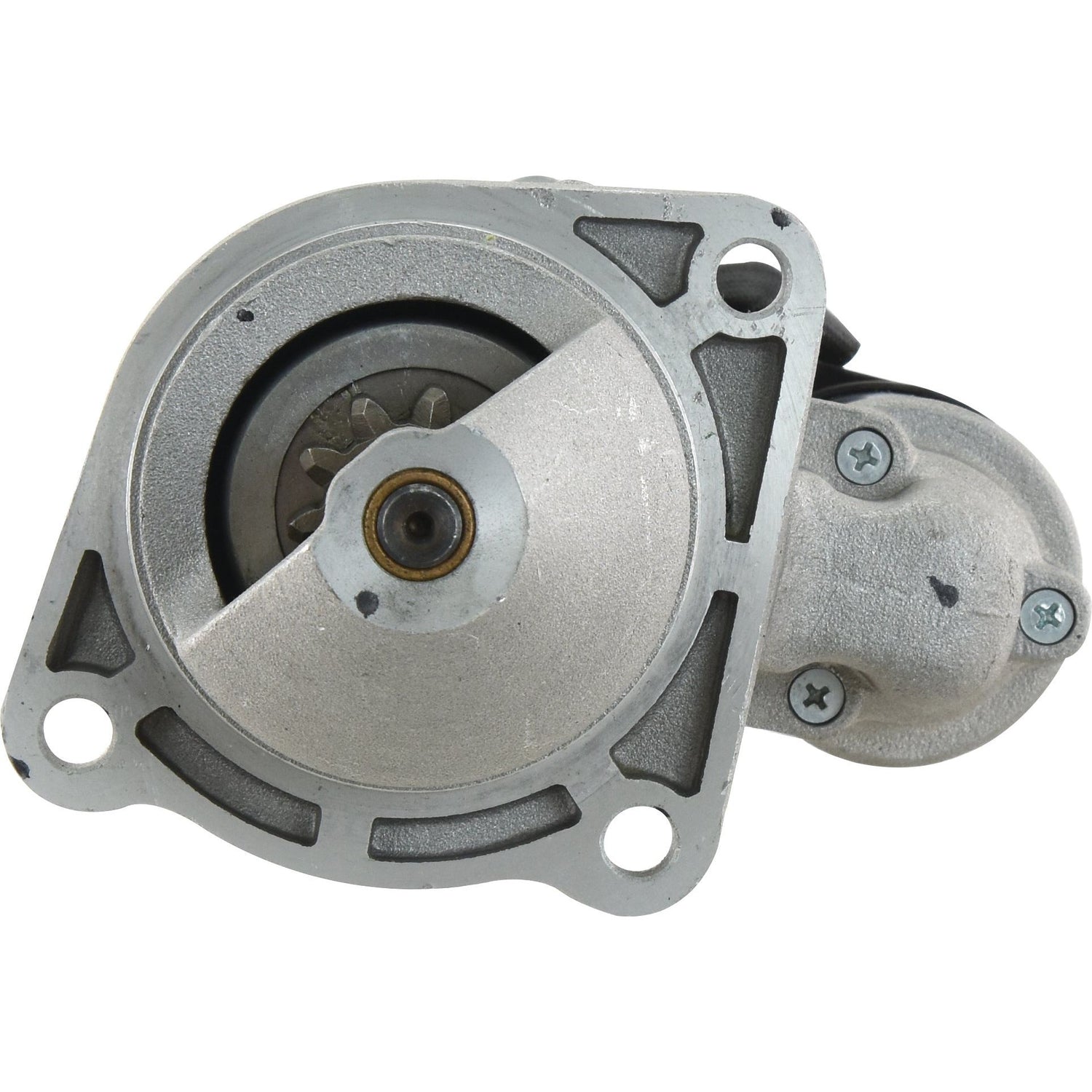 The Sparex Starter Motor - 12V, 3.5Kw (Sparex Part No.S.150760) features a cylindrical design with mounting holes visible on the front, making it ideal for automotive use. Available from Sparex, it ensures reliable performance.