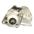 Close-up of a Sparex Starter Motor - 12V, 4Kw, Gear Reduced (Sparex Part No. S.68318) with visible gear teeth and mounting bracket.