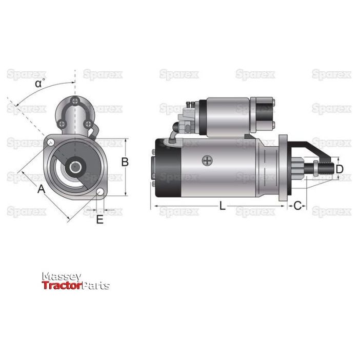 Starter Motor - 12V, 4.2Kw (Sparex)
 - S.150762 - Farming Parts