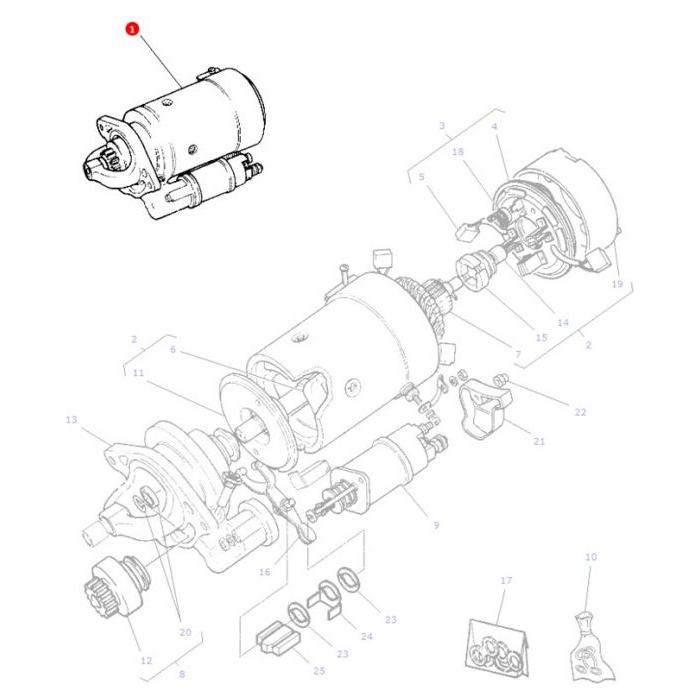 Starter Motor - 3581576M3 - Massey Tractor Parts