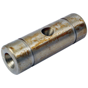 A cylindrical metal component with threaded holes on both ends and a hole in the center, reminiscent of parts used in Allis Chalmers machinery. The exterior shows wear and discoloration, typical for vintage Sparex items like this Steering Arm Pin (Sparex Part No.S.61973).