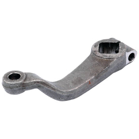 The **Steering Arm (2WD) LH** | Sparex Part No.S.62274 by **Sparex** is a metal lever with a rectangular slot on one end and a circular hole on the other, featuring a curved shape and a slightly rough surface.