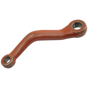A Sparex Drop Arm (2WD) with a curved shape, red finish, and two holes at each end for attachment, compatible as a Massey Ferguson Secondary Arm. (Sparex Part No.S.43286)