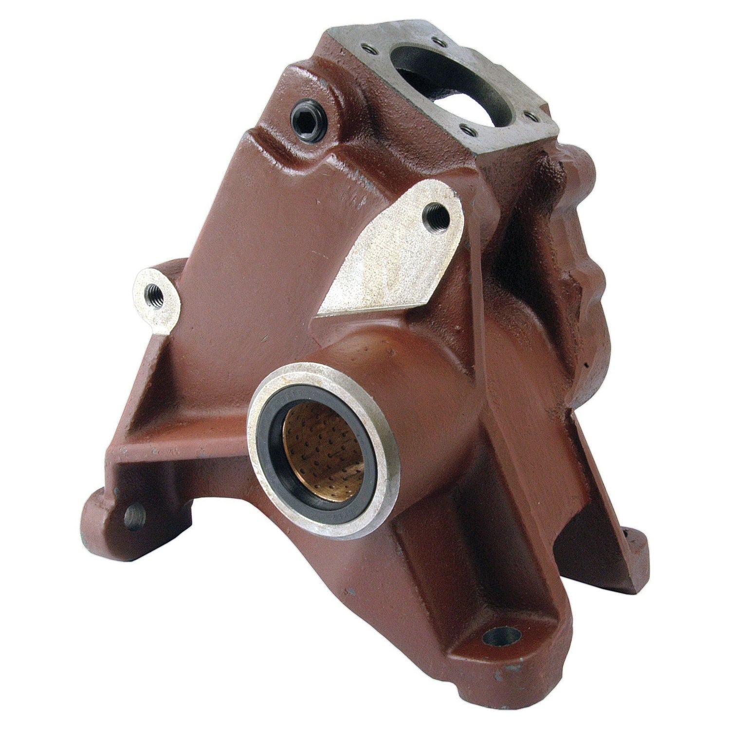 A robust and heavy-duty metal cast iron component featuring multiple mounting points, holes, and a prominent bearing insert, the Sparex Steering Box Housing (Sparex Part No. S.3729) is engineered for industrial applications.