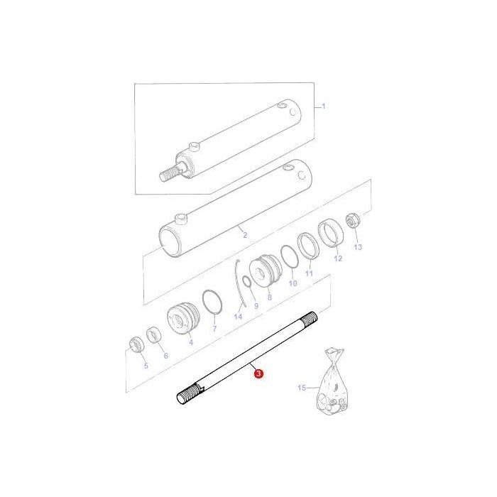 Steering Cylinder - 3484451M1 - Massey Tractor Parts