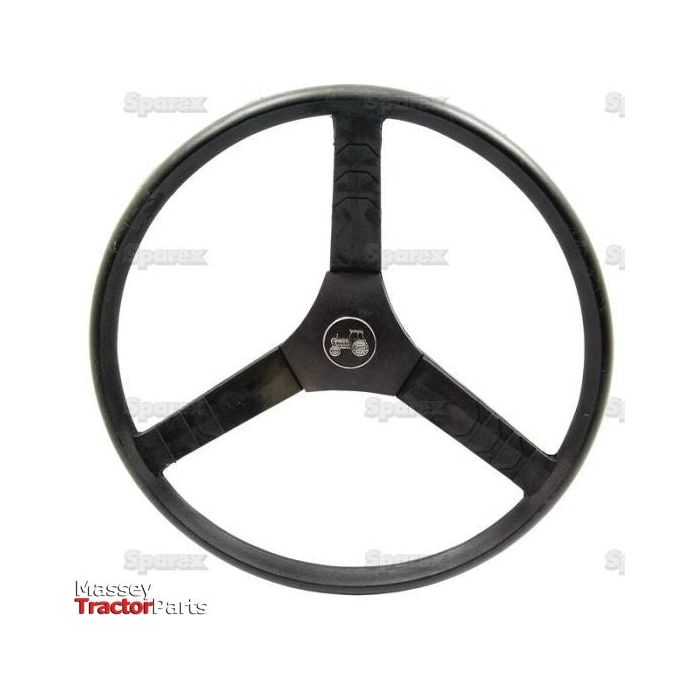 A black Sparex Steering Wheel (430mm, Part No. S.61109) for a Massey Ferguson tractor is displayed against a white background with the Massey Tractor Parts logo in the corner.