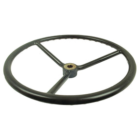 A Sparex Steering Wheel 450mm, Part No. S.66328, is a black, circular wheel with three spokes radiating from a splined central hub, compatible with Ford / New Holland models.