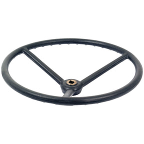 Illustration of the Sparex Steering Wheel 460mm, Keyway (Part No. S.48022), featuring a black, three-spoke design with a central mounting hole and keyway splines, compatible with Massey Ferguson models.