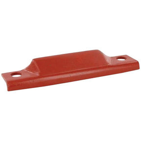 A red metal door pull handle with two mounting holes, one on each end, ideal for Kuhn and John Deere equipment, such as the Stone Guard Replacement (Sparex Part No. S.119629).