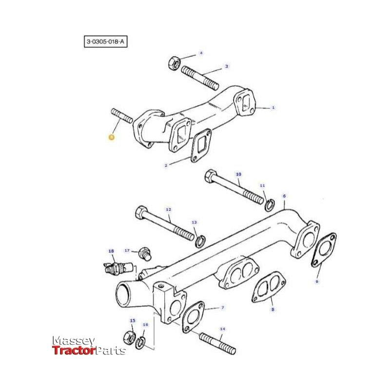 Massey Ferguson Stud Bolt - 731656M1 | OEM | Massey Ferguson parts | Exhaust & Manifold Gaskets-Massey Ferguson-Engine & Filters,Exhaust Parts,Farming Parts,Manifolds & Accessories,Tractor Parts
