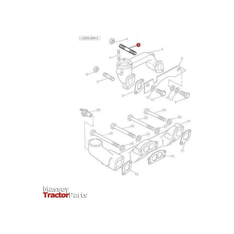 Massey Ferguson Stud Exhaust Manifold - 745154M1 | OEM | Massey Ferguson parts | Exhaust & Manifold Gaskets-Massey Ferguson-Cylinder Head Components,Cylinder Head Studs & Bolts,Engine & Filters,Engine Parts,Farming Parts,Tractor Parts