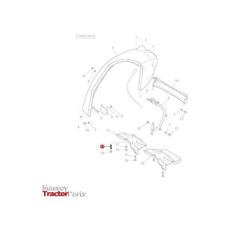 Massey Ferguson Stud M6x16 - 3011669X1 | OEM | Massey Ferguson parts | Fenders-Massey Ferguson-Cabin & Body Panels,Farming Parts,Fenders,Tractor Body,Tractor Parts