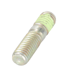 AGCO's Metallic Stud Timing Cover (Product Name: Massey Ferguson - Stud Timing Cover - 1476283M1) is a double-ended threaded bolt with clear markings, compatible with various Massey Ferguson tractor models, including the Massey Ferguson 300.