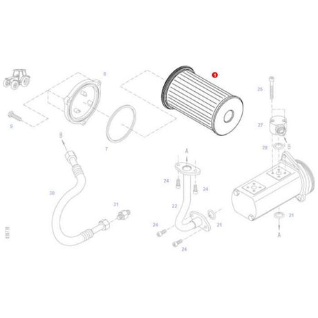 Suction Filter - H411101490100 - Massey Tractor Parts