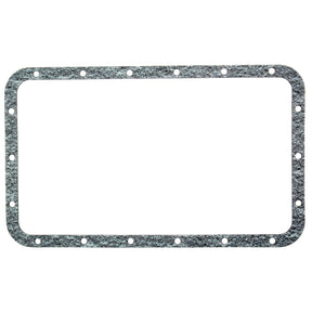 The Sparex Sump Gasket - 4 Cyl. (8045.01, 8045.02, 8045.04, 8045.05, 8045.06, 8045.25, 8065.01, BSD333), also known as Sparex Part No.S.62119, is a rectangular gasket designed for Ford New Holland or Fiat engines with multiple evenly spaced bolt holes along the perimeter.
