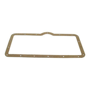 The Sparex Sump Gasket for 4-cylinder engines (AD4.55, AD4.55T, AD6.329T, AD6.329, and AD4.49) is a rectangular cork gasket with multiple bolt holes around the perimeter and a small semicircular notch at the top center, making it ideal for David Brown applications. The Sparex Part No. is S.57567.
