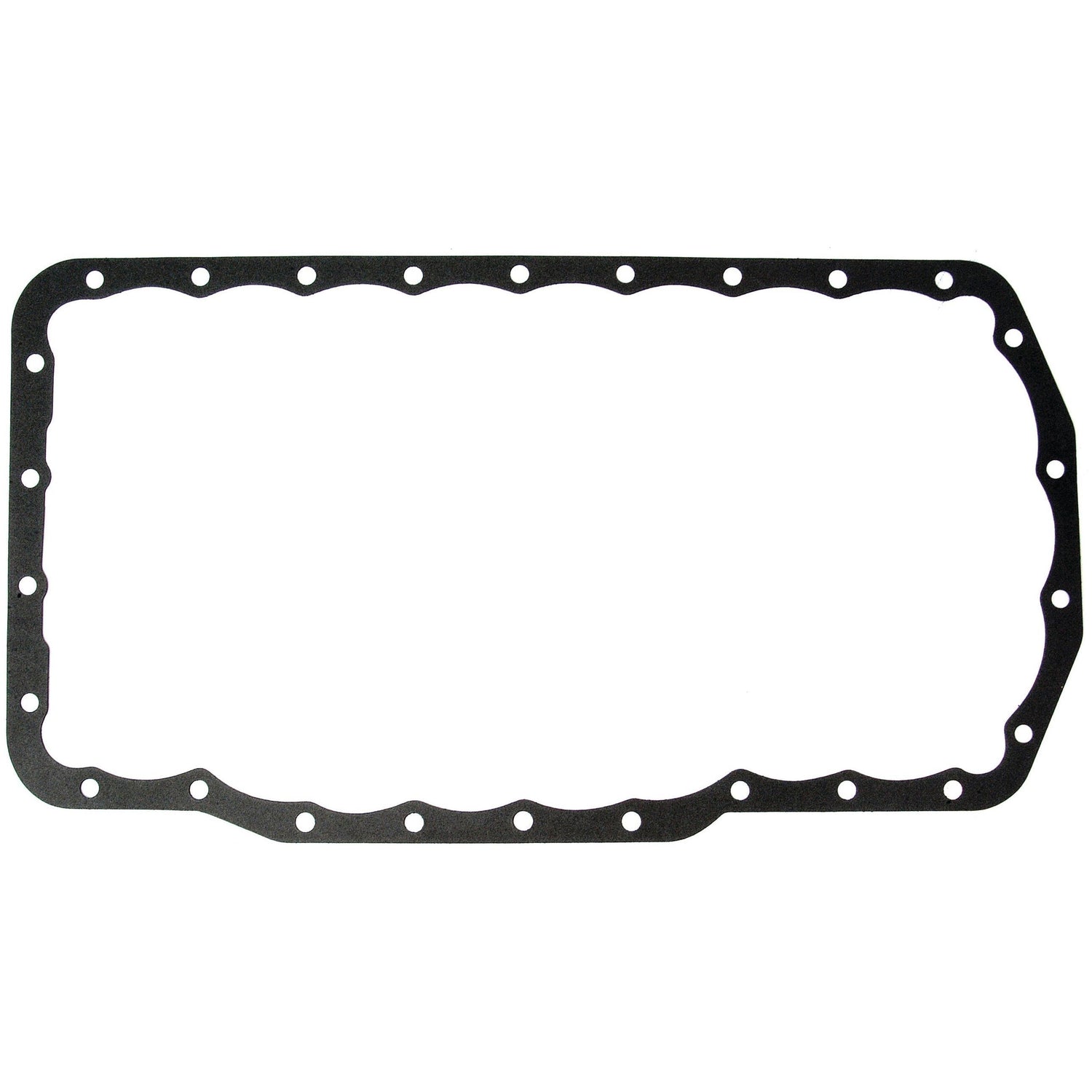 A black Sparex Sump Gasket - 4 Cyl. (BSD333, BSD442, BSD444, BSD444T, PowerStar 4.4, PowerStar 5, PowerStar 5.0T) with multiple bolt holes, designed to seal joints between two surfaces for optimal performance and reliability with the PowerStar 5.0T Ford Engine, is displayed on a white background. The product's spare part number is S.66368.