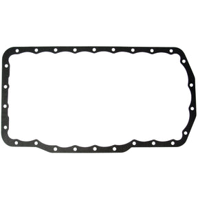 A black Sparex Sump Gasket - 4 Cyl. (BSD333, BSD442, BSD444, BSD444T, PowerStar 4.4, PowerStar 5, PowerStar 5.0T) with multiple bolt holes, designed to seal joints between two surfaces for optimal performance and reliability with the PowerStar 5.0T Ford Engine, is displayed on a white background. The product's spare part number is S.66368.