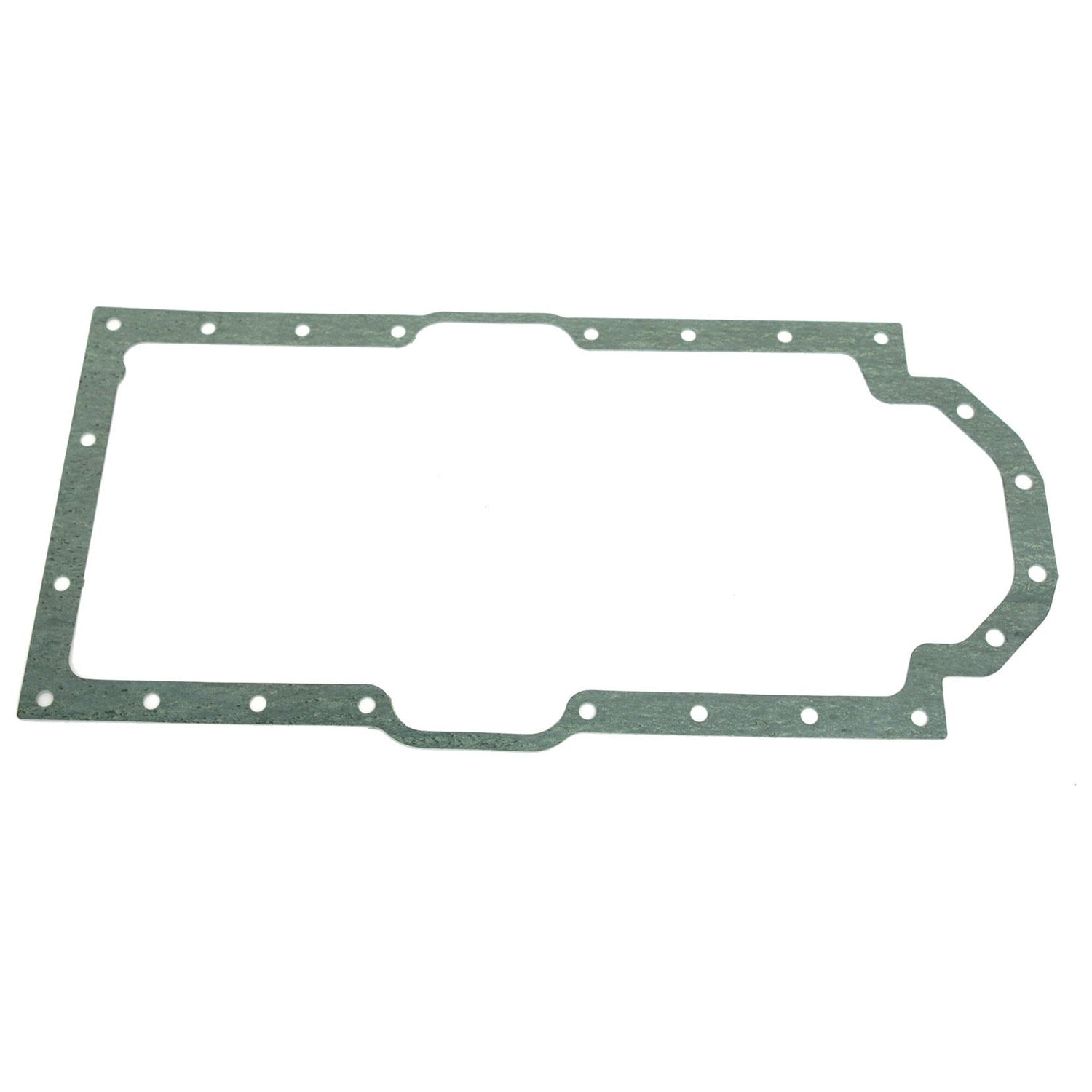 Introducing the Sparex Sump Gasket (Part No. S.57697), a green, rectangular gasket with multiple bolt holes designed to fit and seal between the oil pan and engine block of International Harvester or Case IH equipment's 4-cylinder engines (D206, D239, D246/D268, DT268).