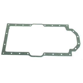 Introducing the Sparex Sump Gasket (Part No. S.57697), a green, rectangular gasket with multiple bolt holes designed to fit and seal between the oil pan and engine block of International Harvester or Case IH equipment's 4-cylinder engines (D206, D239, D246/D268, DT268).