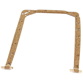 The Sparex S.58861 sump gasket, crafted from durable cork material, features a flat rectangular design with multiple holes along its perimeter and is specifically designed for use in 6-cylinder John Deere engines, including models 2715E, 4.045T, 4.5D/T, 6.059T, 6.076T/A, 6.076T/A/H, 6.329D, and 6.359D/T.
