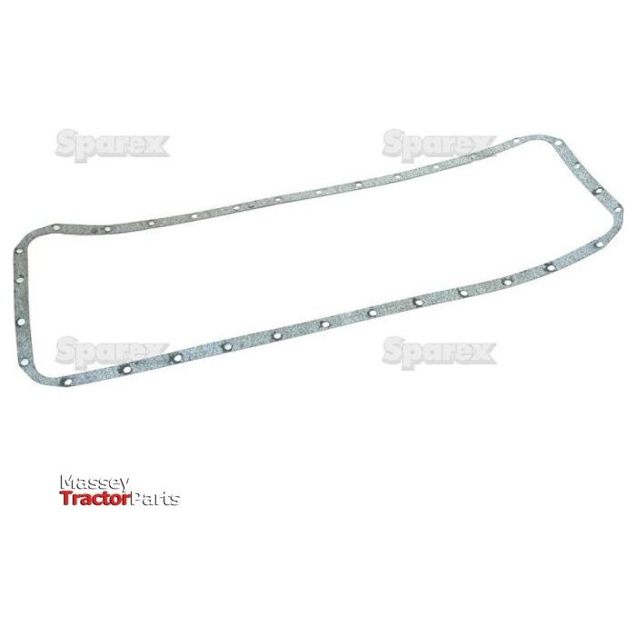 Rectangular sump gasket for a Case IH tractor engine with multiple bolt holes on a white background, labeled "Sparex" and "Sump Gasket - 6 Cyl. (6T.830, 6TA.830 ) | Sparex Part No.S.30077.