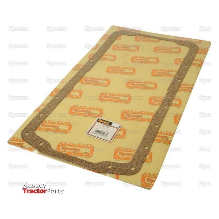 A rectangular sump gasket set against a branded background adorned with "Sparex" logos. The packaging clearly indicates it is a cork Massey tractor part compatible with Case IH tractors, labeled as Sparex Part No.S.110983.